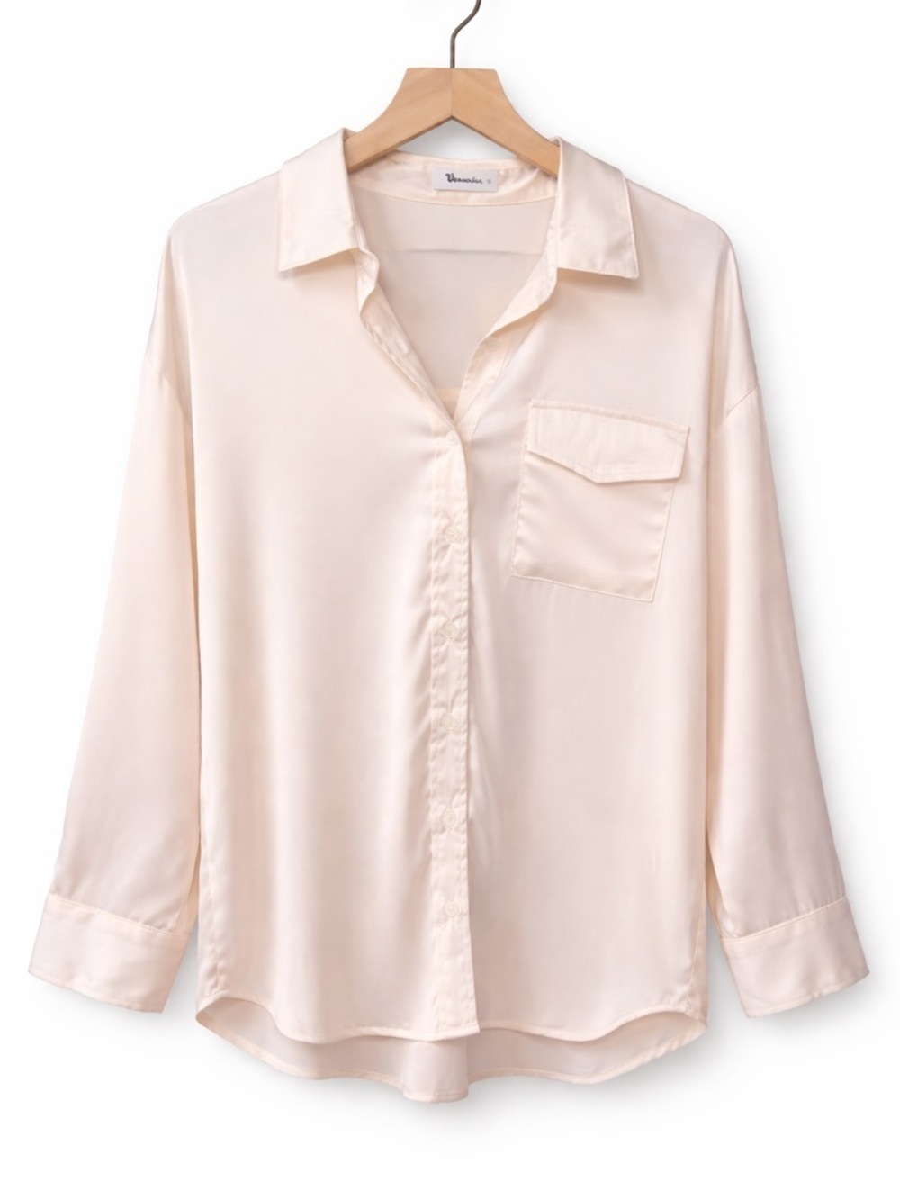 Vernacular Silk-Like Blush Colored Button-Up Blouse (rack)